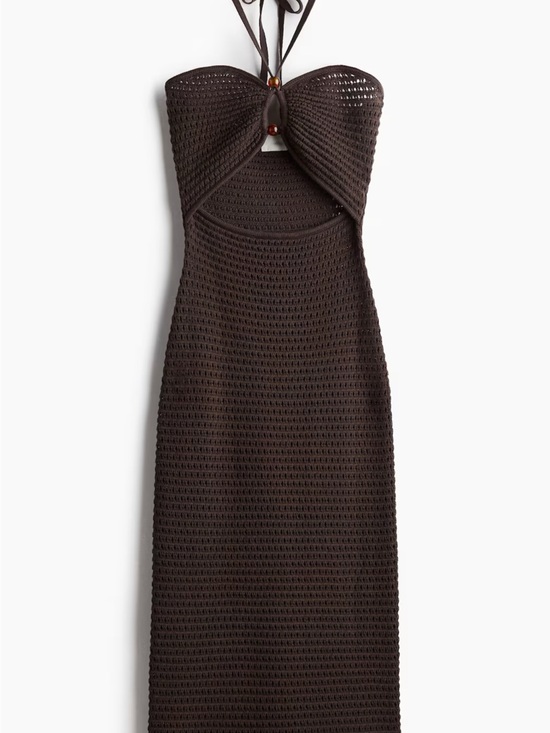 H&M Dresses & Skirts - Crochet Knit Maxi Dress in Dark Brown
